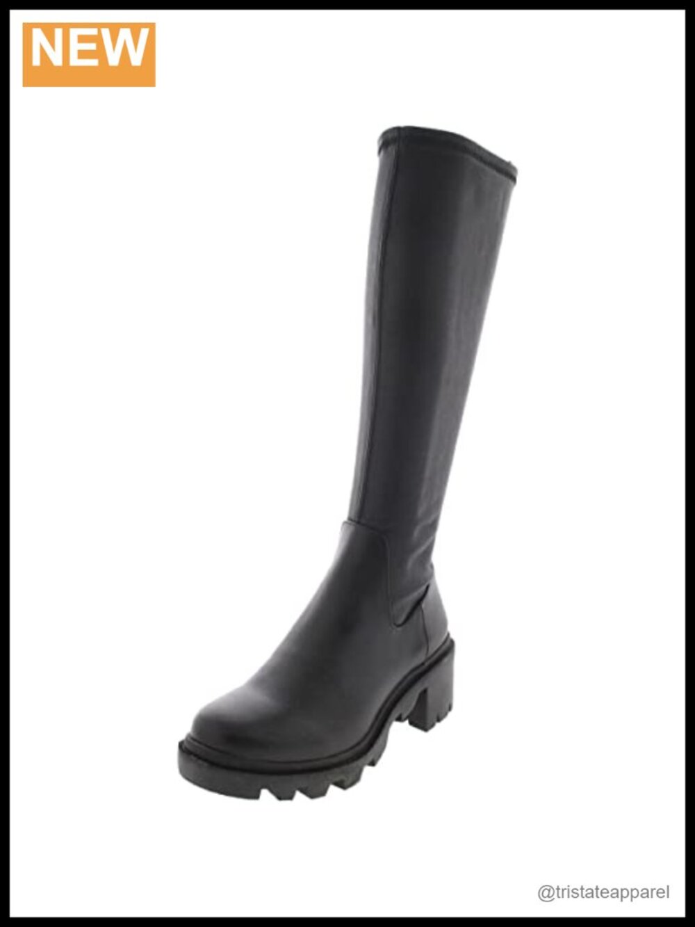 Knee High Fashion Boots - Round Toe Block Heel Zip Synthetic Faux Leather